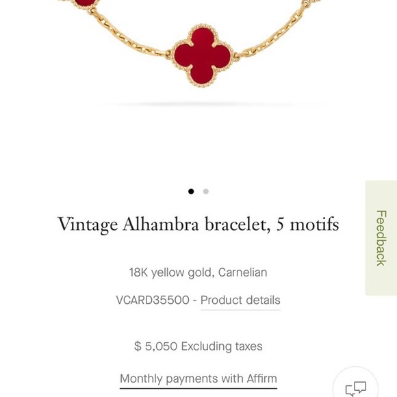 Vintage Alhambra bracelet, 5 motifs
18K yellow gold, Carnelian - Picture 2 of 2